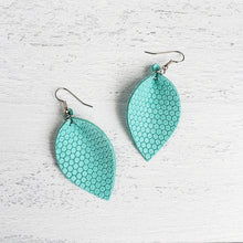 Load image into Gallery viewer, Mini Blue Leather Honeycomb Earrings
