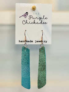 Rockin Aqua Leather Bar Earrings