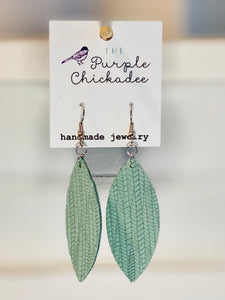 Seafoam Leather Petal Earrings