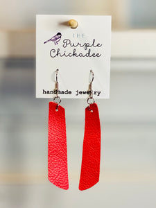 Coral Leather Bar Earrings