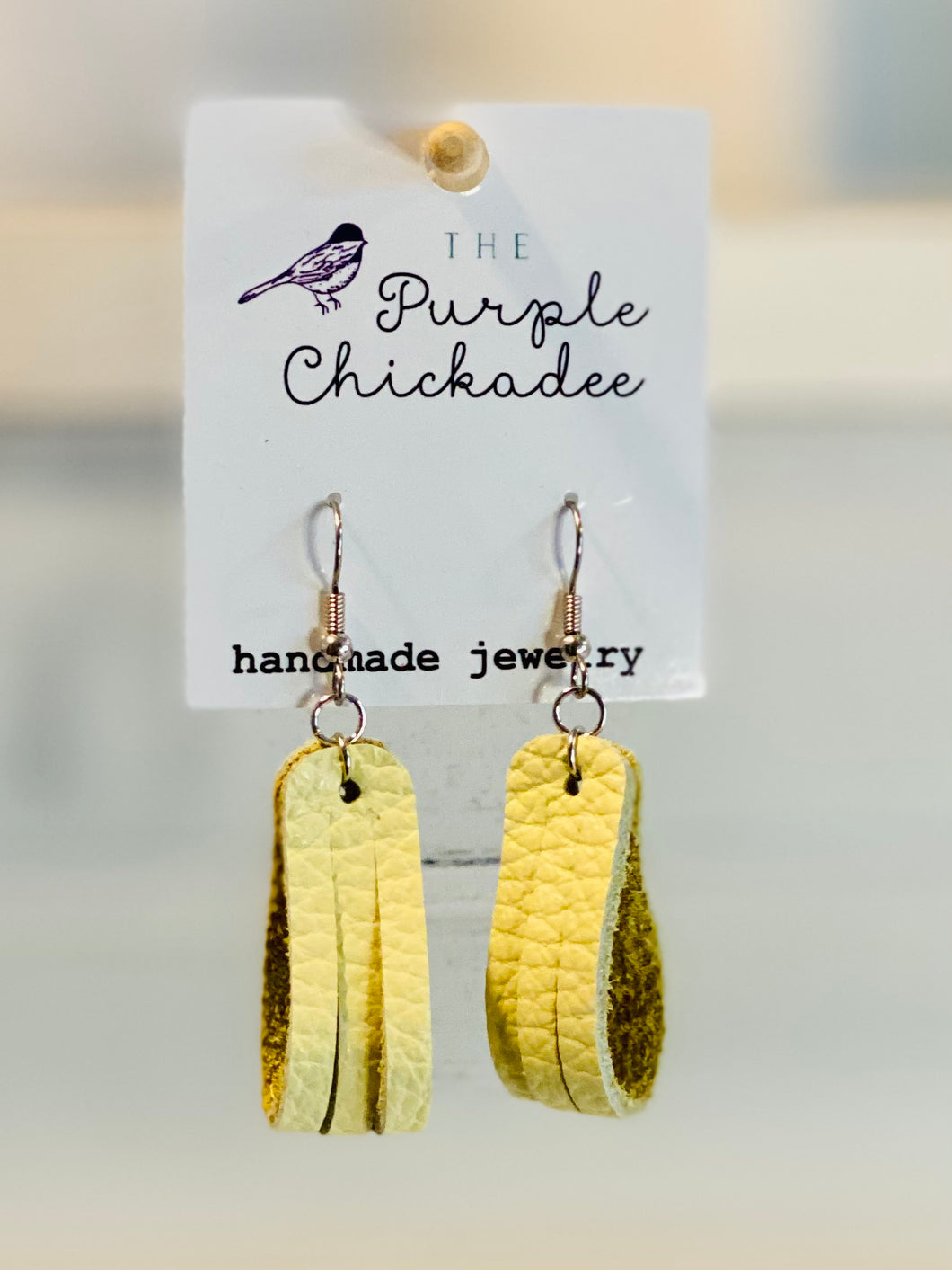 Montana Yellow Mini Sliced Leather Earrings