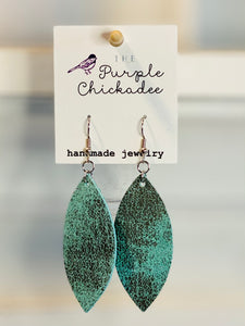 Rockin Aqua Leather Petal Earrings