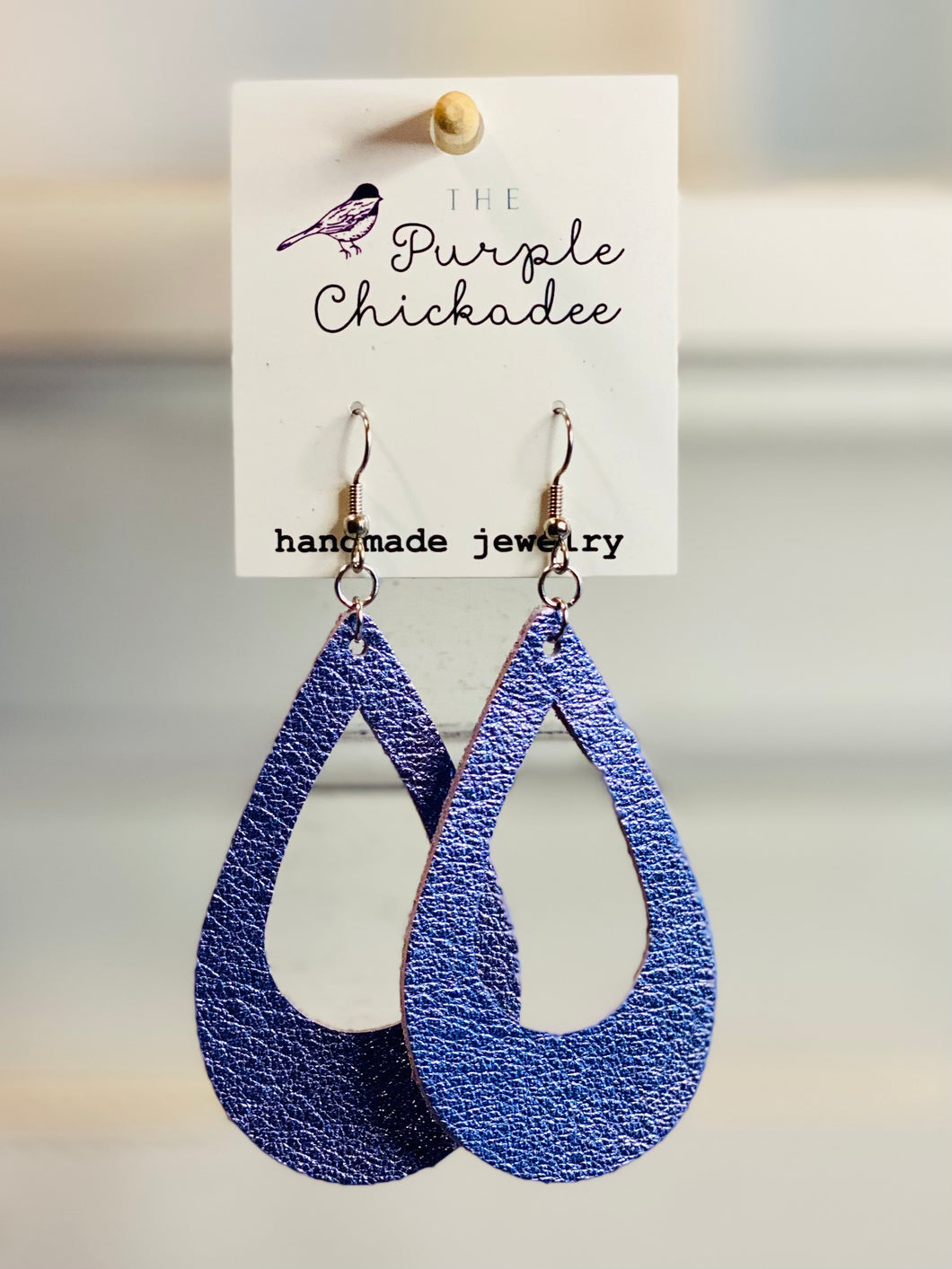 LE Metallic Lilac Open Teardrop Earrings